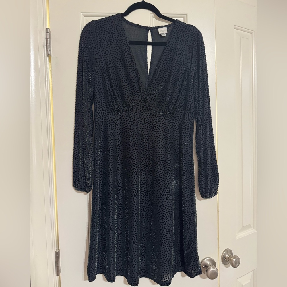 Dark Green Velvet Polka Dot Dress